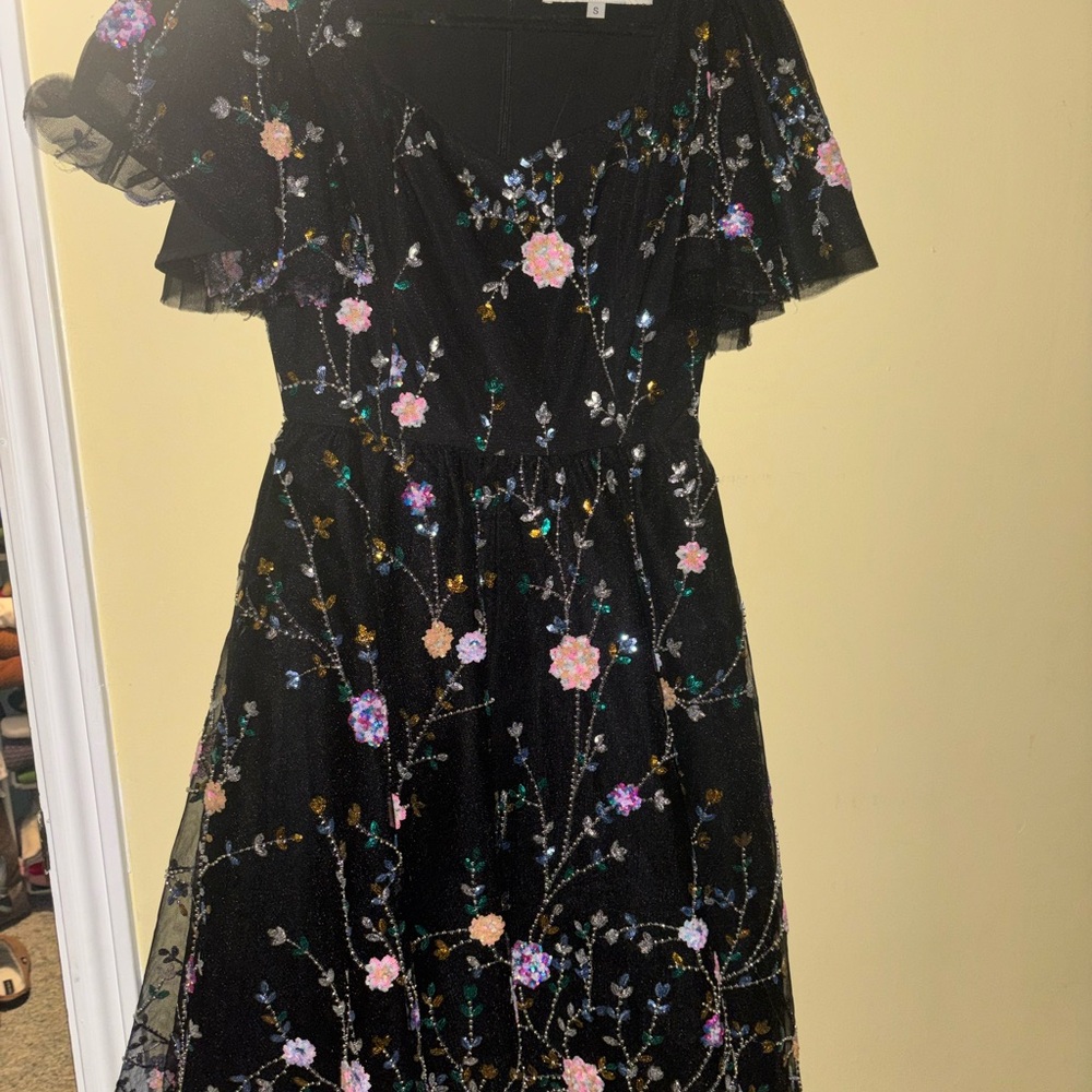JessaKae Black Floral Embroidered Dress